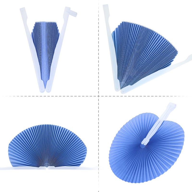 Pangda 24 Pack Folding Fans Round Paper Fans Assortment with Plastic Handle for Wedding Favor Party Bag Filler(Multicolor) - Image 4